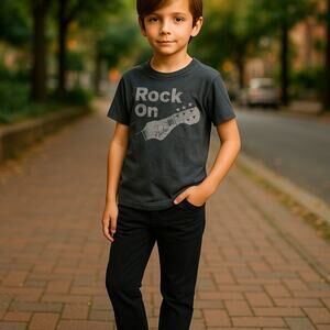 Tailgate Boys Tee‎ Shirt Size Small Gray Fender Guitar Rock On Short Sleeve